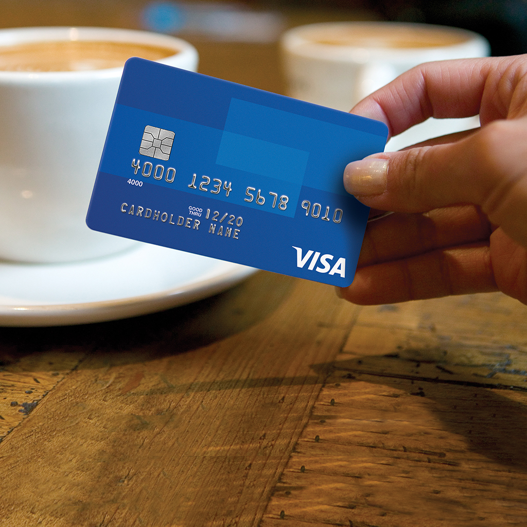 Chip card and a cup of joe